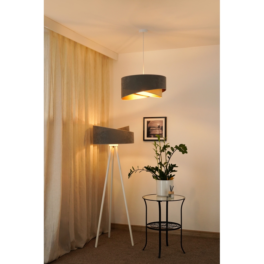 Brilagi -  Κρεμαστό φωτιστικό οροφής LED LYRA 1xE27/15W/230V γκρι/μπεζ/χρυσό