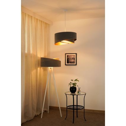 Brilagi -  Κρεμαστό φωτιστικό οροφής LED LYRA 1xE27/15W/230V γκρι/χρυσό