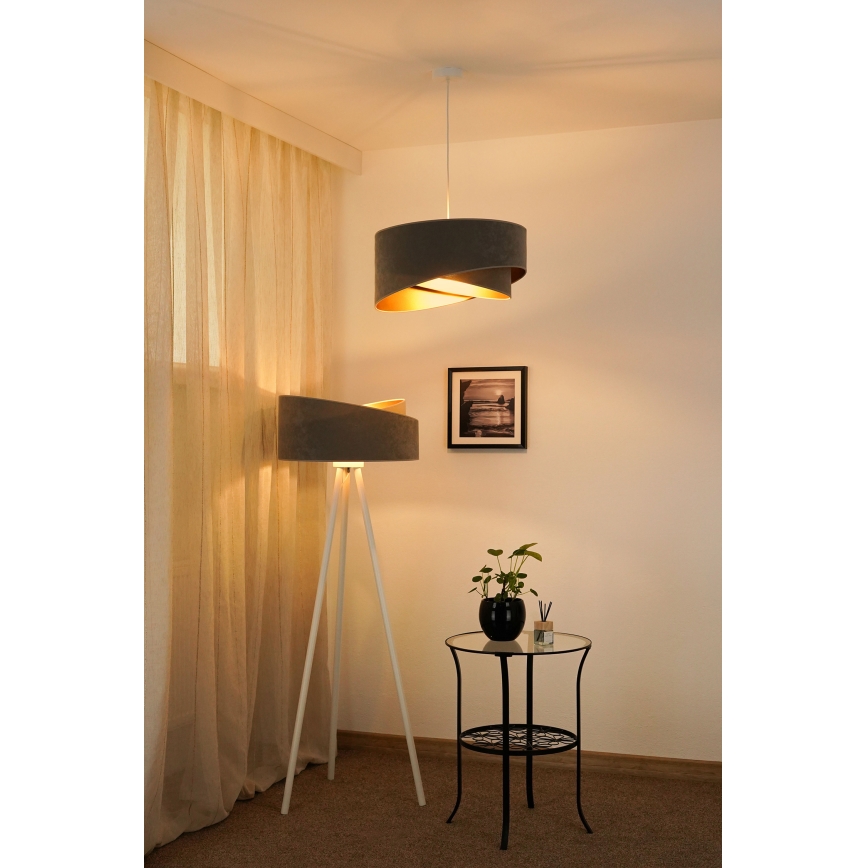 Brilagi -  Κρεμαστό φωτιστικό οροφής LED LYRA 1xE27/15W/230V γκρι/χρυσό