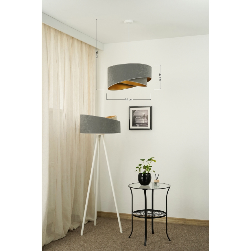Brilagi -  Κρεμαστό φωτιστικό οροφής LED LYRA 1xE27/15W/230V γκρι/χρυσό