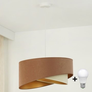 Brilagi -  Κρεμαστό φωτιστικό οροφής LED LYRA 1xE27/15W/230V καφέ/κρεμ/χρυσό