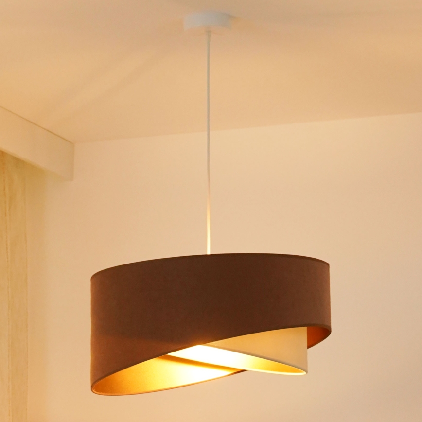 Brilagi -  Κρεμαστό φωτιστικό οροφής LED LYRA 1xE27/15W/230V καφέ/κρεμ/χρυσό