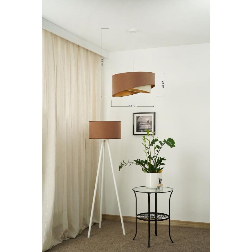 Brilagi -  Κρεμαστό φωτιστικό οροφής LED LYRA 1xE27/15W/230V καφέ/κρεμ/χρυσό