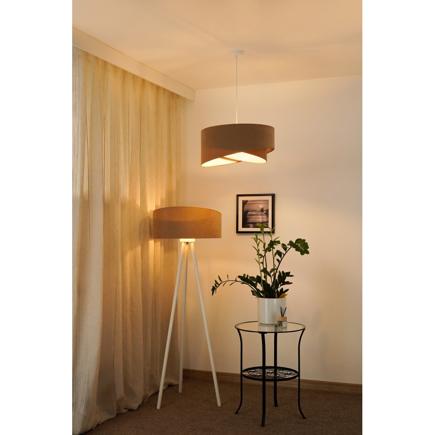 Brilagi -  Κρεμαστό φωτιστικό οροφής LED LYRA 1xE27/15W/230V καφέ/λευκό