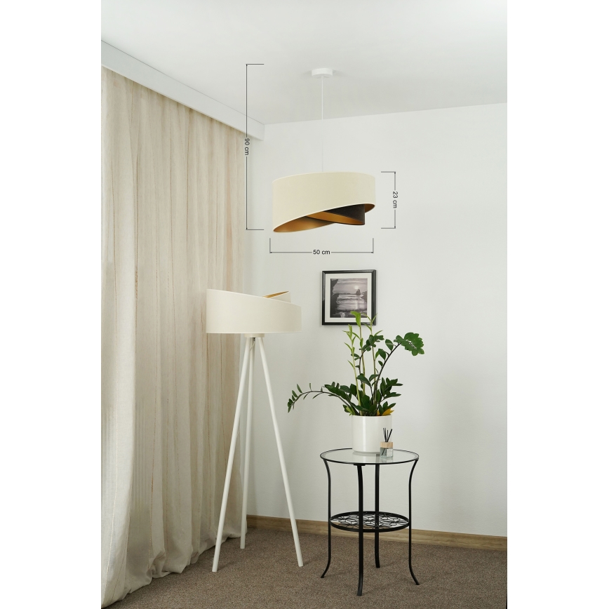Brilagi -  Κρεμαστό φωτιστικό οροφής LED LYRA 1xE27/15W/230V κρεμ/μαύρο/χρυσό