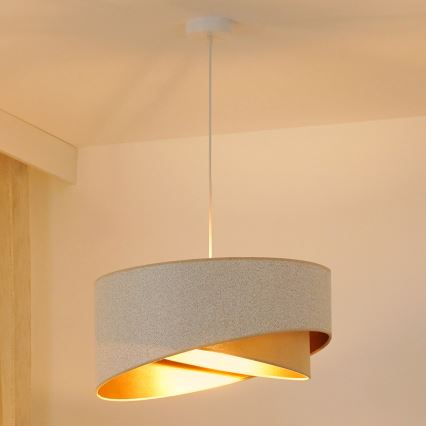 Brilagi -  Κρεμαστό φωτιστικό οροφής LED LYRA 1xE27/15W/230V λευκό/μπεζ/χρυσό