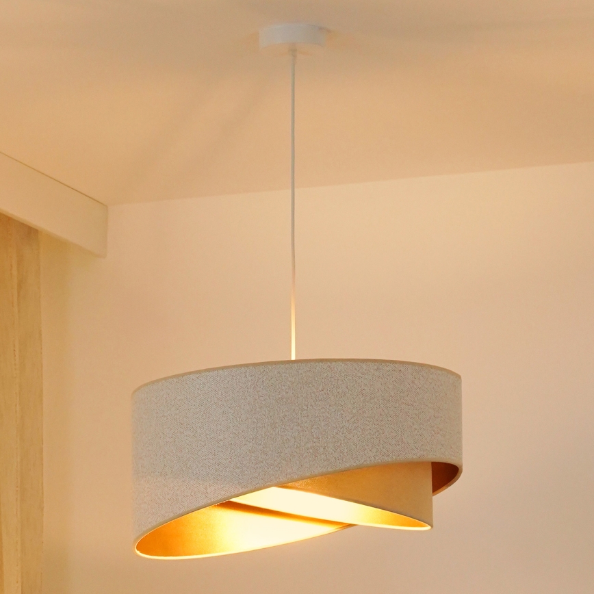 Brilagi -  Κρεμαστό φωτιστικό οροφής LED LYRA 1xE27/15W/230V λευκό/μπεζ/χρυσό