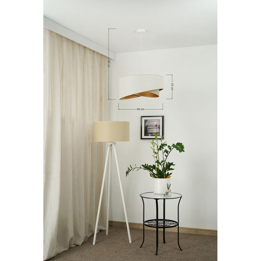 Brilagi -  Κρεμαστό φωτιστικό οροφής LED LYRA 1xE27/15W/230V λευκό/μπεζ/χρυσό