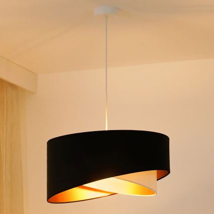 Brilagi -  Κρεμαστό φωτιστικό οροφής LED LYRA 1xE27/15W/230V μαύρο/κρεμ/χρυσό
