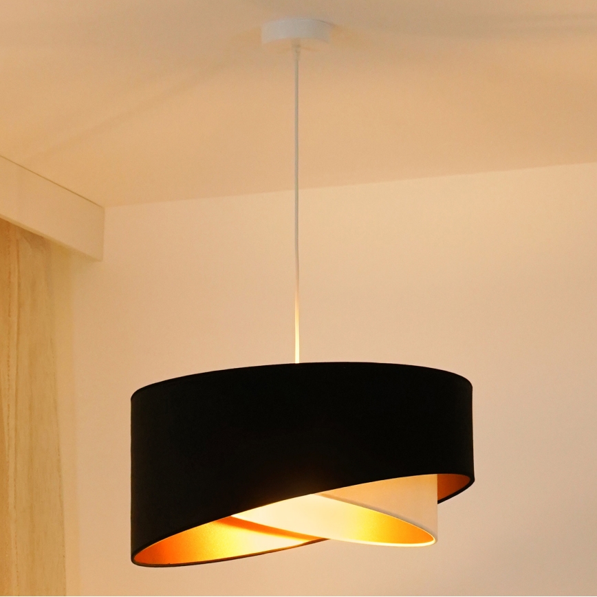 Brilagi -  Κρεμαστό φωτιστικό οροφής LED LYRA 1xE27/15W/230V μαύρο/κρεμ/χρυσό