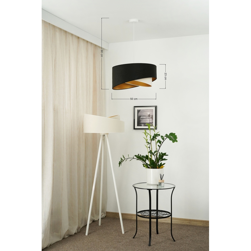 Brilagi -  Κρεμαστό φωτιστικό οροφής LED LYRA 1xE27/15W/230V μαύρο/κρεμ/χρυσό