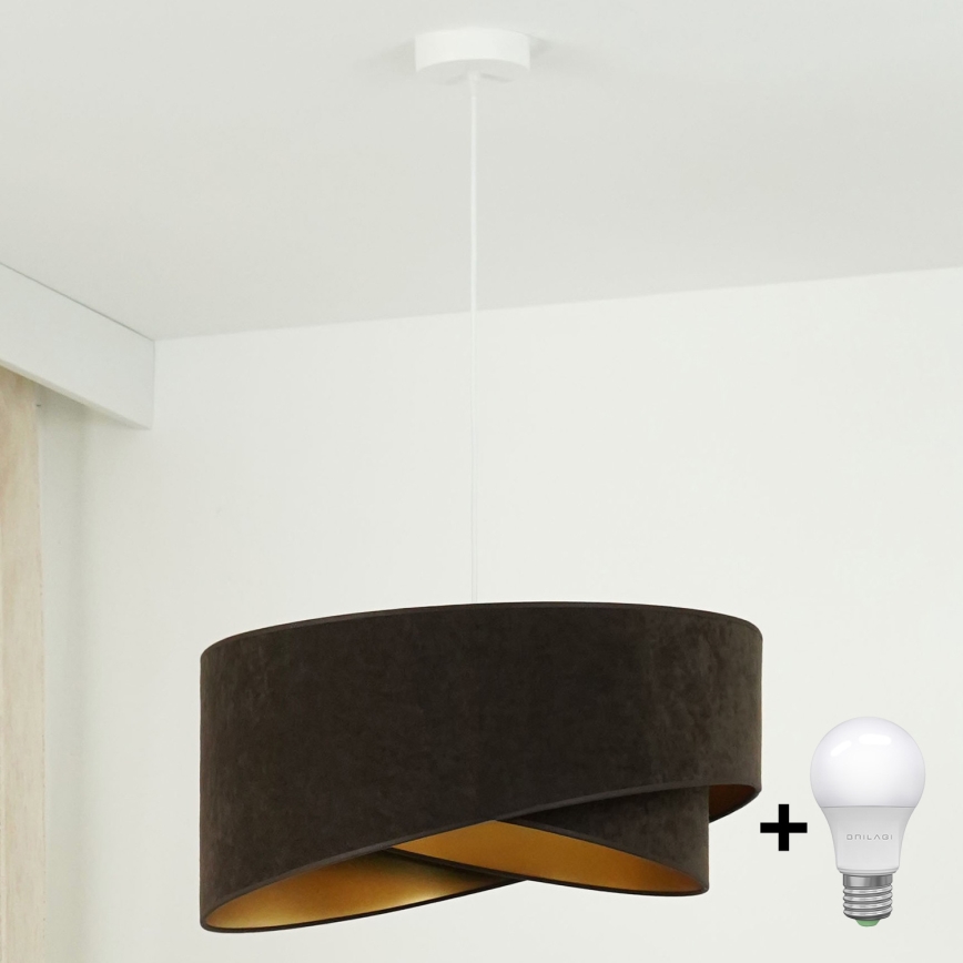 Brilagi -  Κρεμαστό φωτιστικό οροφής LED LYRA 1xE27/15W/230V σκούρο καφέ/χρυσό