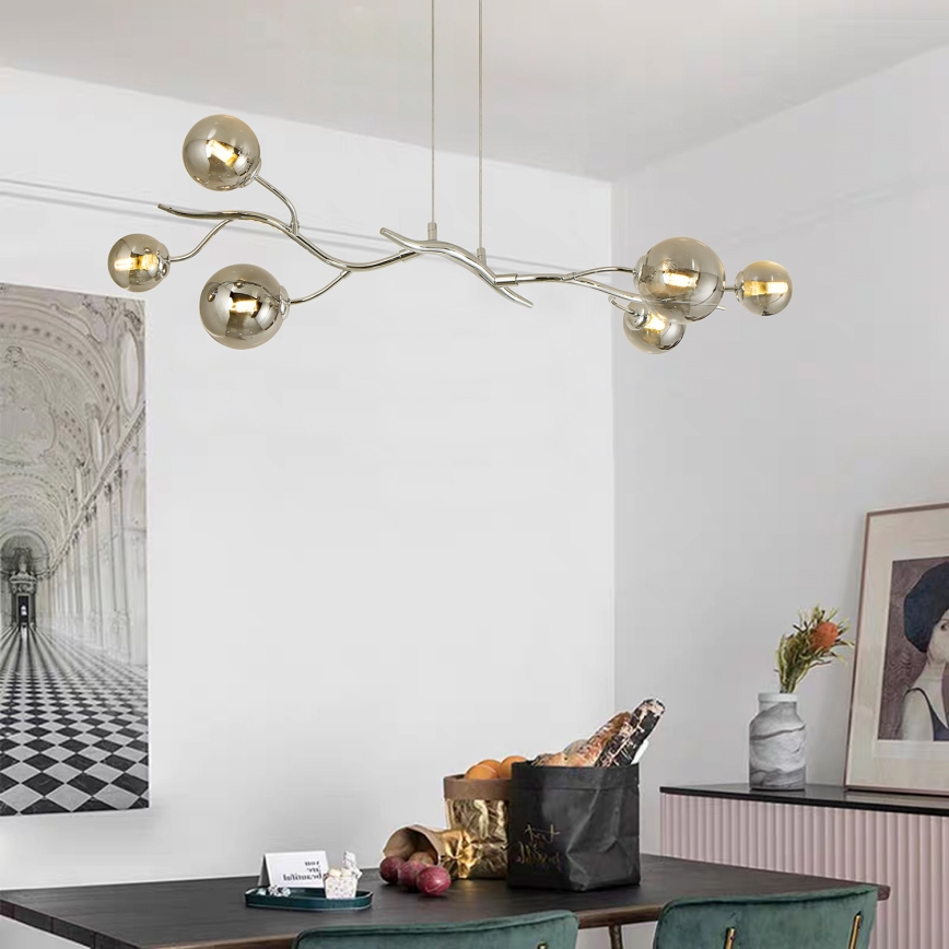 Brilagi -  Κρεμαστό φωτιστικό οροφής LED MISTEL 6xG9/3W/230V γυαλιστερό χρώμιο/φιμέ