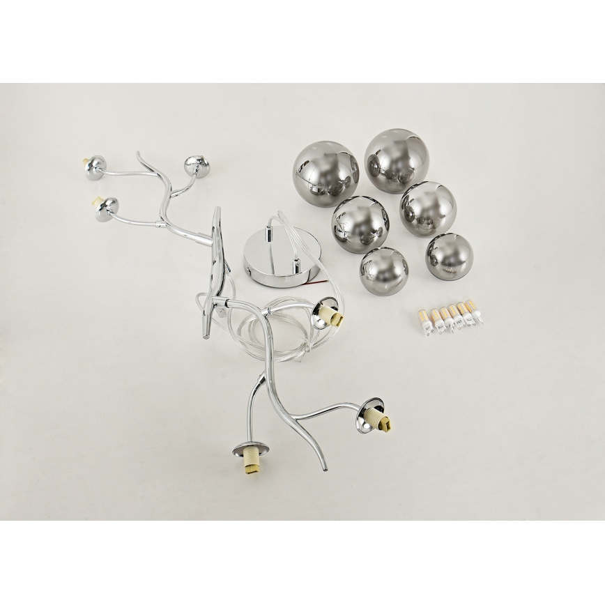 Brilagi -  Κρεμαστό φωτιστικό οροφής LED MISTEL 6xG9/3W/230V γυαλιστερό χρώμιο/φιμέ