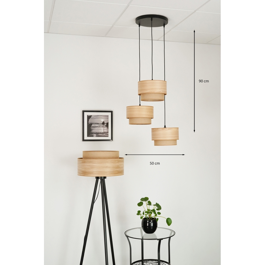 Brilagi - Κρεμαστό φωτιστικό οροφής MONTANA BOHO 3xE27/15W/230V καφέ/μαύρο