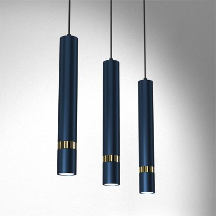 Brilagi - Κρεμαστό φωτιστικό οροφής POKER 3xGU10/25W/230V μπλε/χρυσό