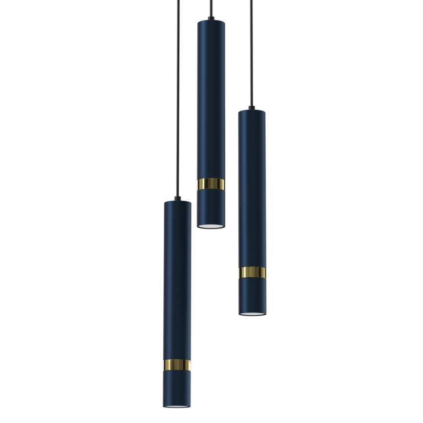 Brilagi - Κρεμαστό φωτιστικό οροφής POKER 3xGU10/25W/230V μπλε/χρυσό