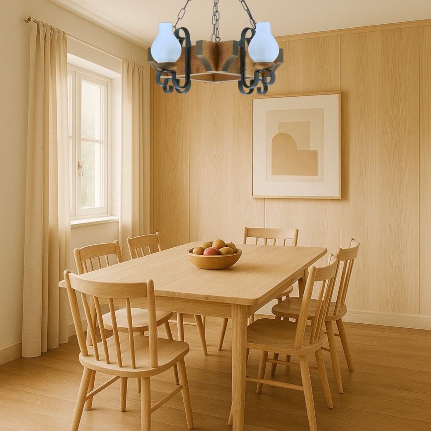 Brilagi - Κρεμαστό φωτιστικό οροφής QUEEN 4xE14/40W/230V οξιά