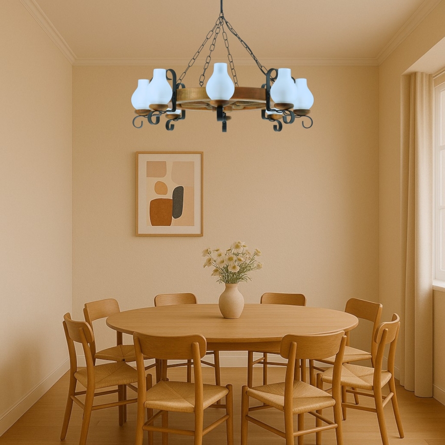 Brilagi - Κρεμαστό φωτιστικό οροφής ROATA 8xE14/40W/230V οξιά