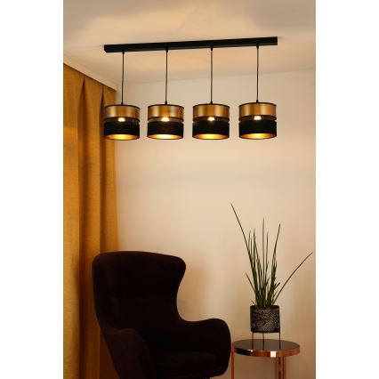 Brilagi - Κρεμαστό φωτιστικό οροφής ROYAL 4xE27/15W/230V μαύρο/χρυσό