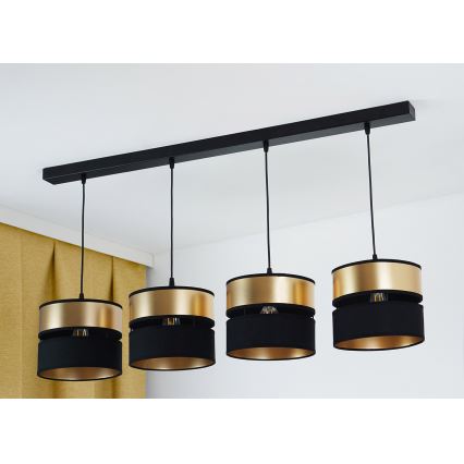 Brilagi - Κρεμαστό φωτιστικό οροφής ROYAL 4xE27/15W/230V μαύρο/χρυσό