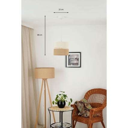 Brilagi - Κρεμαστό φωτιστικό οροφής ROYAL YUTE 1xE27/15W/230V διάμετρος 25 cm μπεζ/κρεμ
