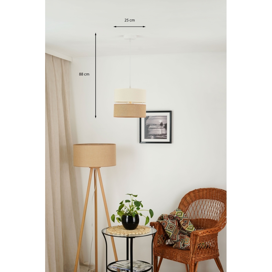 Brilagi - Κρεμαστό φωτιστικό οροφής ROYAL YUTE 1xE27/15W/230V διάμετρος 25 cm μπεζ/κρεμ
