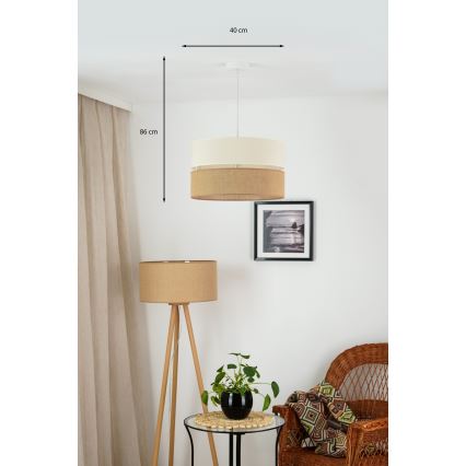 Brilagi - Κρεμαστό φωτιστικό οροφής ROYAL YUTE 1xE27/15W/230V διάμετρος 40 cm μπεζ/κρεμ