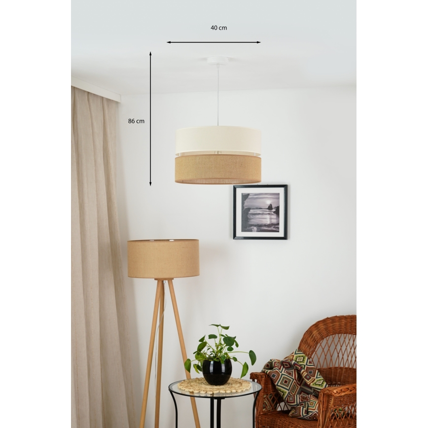 Brilagi - Κρεμαστό φωτιστικό οροφής ROYAL YUTE 1xE27/15W/230V διάμετρος 40 cm μπεζ/κρεμ