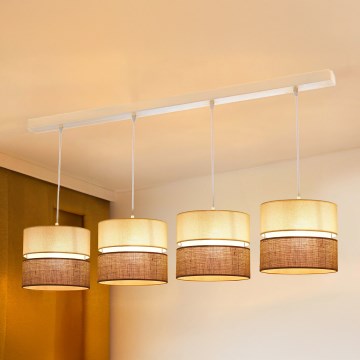 Brilagi - Κρεμαστό φωτιστικό οροφής ROYAL YUTE 4xE27/15W/230V μπεζ/κρεμ/λευκό
