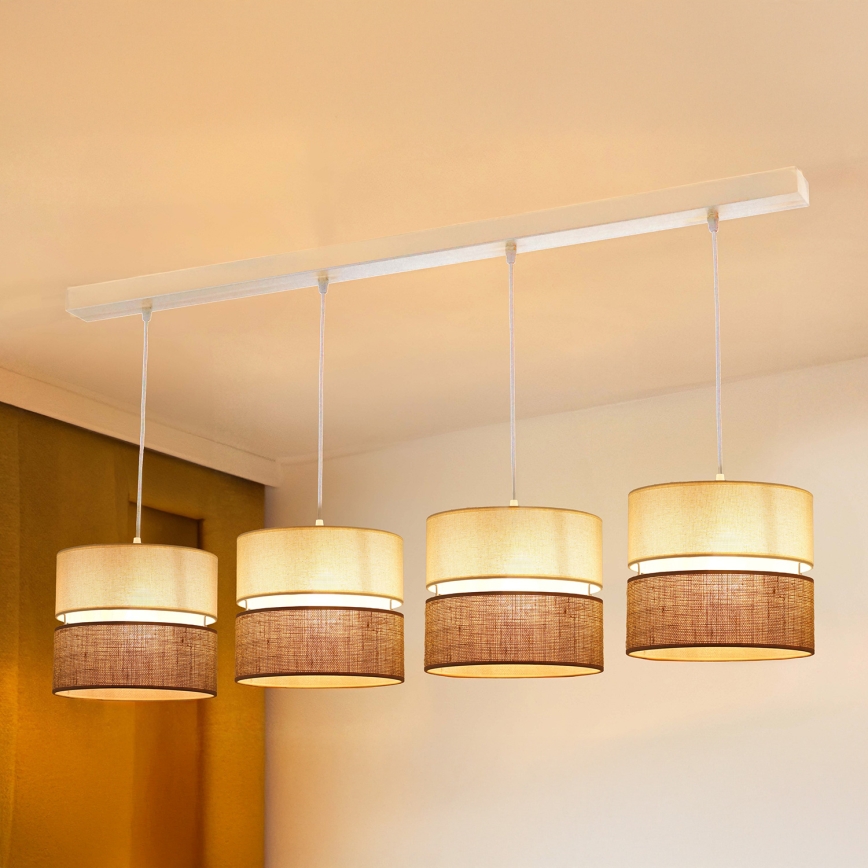 Brilagi - Κρεμαστό φωτιστικό οροφής ROYAL YUTE 4xE27/15W/230V μπεζ/κρεμ/λευκό