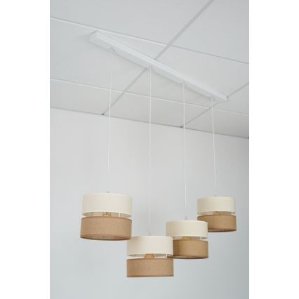 Brilagi - Κρεμαστό φωτιστικό οροφής ROYAL YUTE 4xE27/15W/230V μπεζ/κρεμ/λευκό