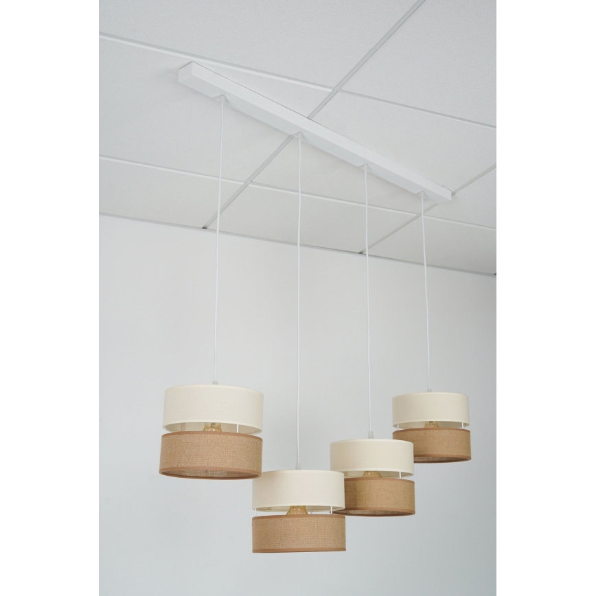 Brilagi - Κρεμαστό φωτιστικό οροφής ROYAL YUTE 4xE27/15W/230V μπεζ/κρεμ/λευκό