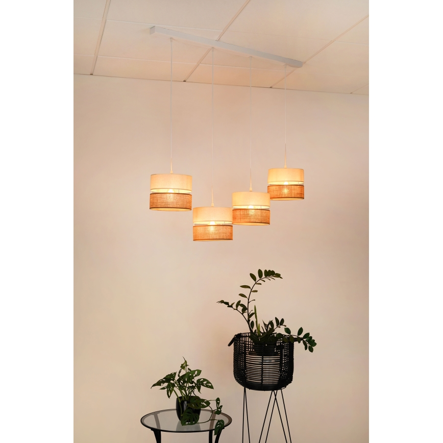 Brilagi - Κρεμαστό φωτιστικό οροφής ROYAL YUTE 4xE27/15W/230V μπεζ/κρεμ/λευκό