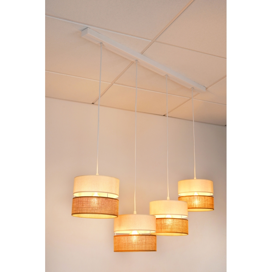 Brilagi - Κρεμαστό φωτιστικό οροφής ROYAL YUTE 4xE27/15W/230V μπεζ/κρεμ/λευκό