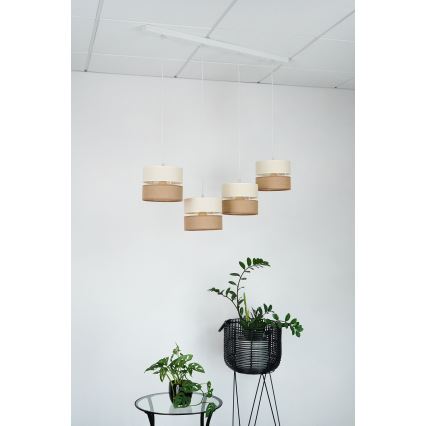 Brilagi - Κρεμαστό φωτιστικό οροφής ROYAL YUTE 4xE27/15W/230V μπεζ/κρεμ/λευκό