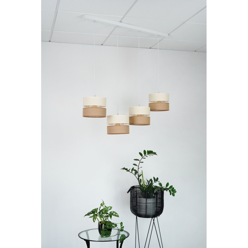 Brilagi - Κρεμαστό φωτιστικό οροφής ROYAL YUTE 4xE27/15W/230V μπεζ/κρεμ/λευκό