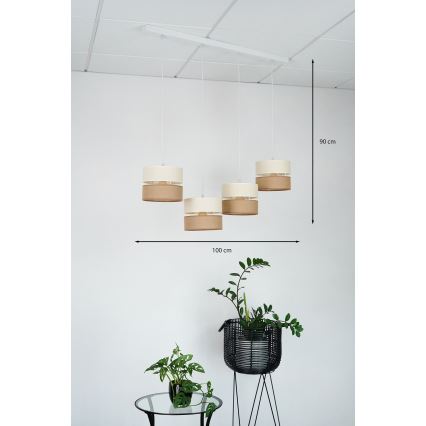 Brilagi - Κρεμαστό φωτιστικό οροφής ROYAL YUTE 4xE27/15W/230V μπεζ/κρεμ/λευκό