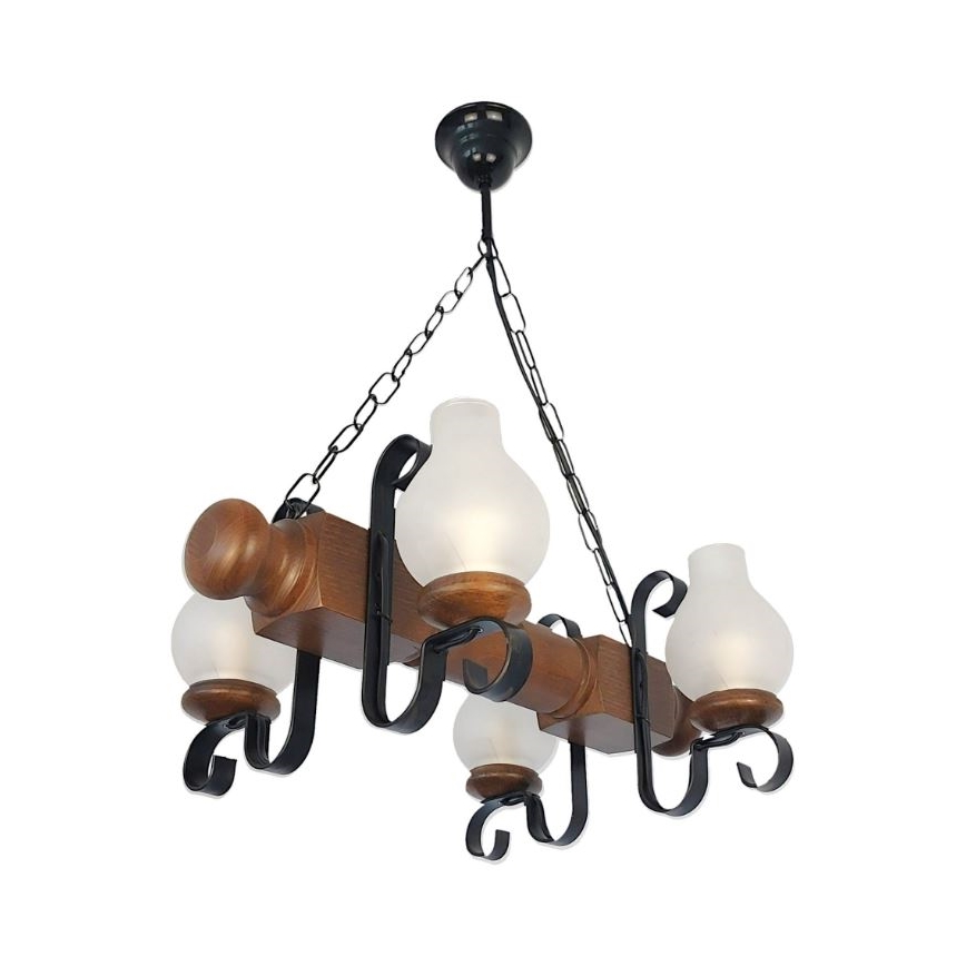Brilagi - Κρεμαστό φωτιστικό οροφής RUSTIC 4xE14/40W/230V οξιά/καρυδιά