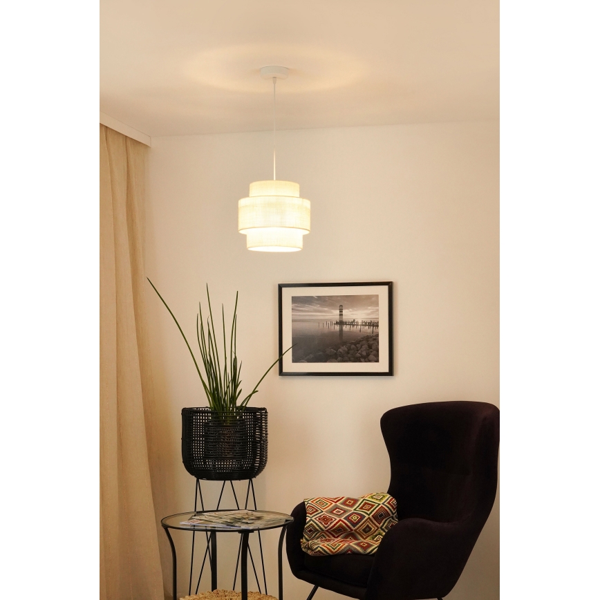 Brilagi - Κρεμαστό φωτιστικό οροφής SPACE YUTE 1xE27/15W/230V διάμετρος 25 cm κρεμ/λευκό