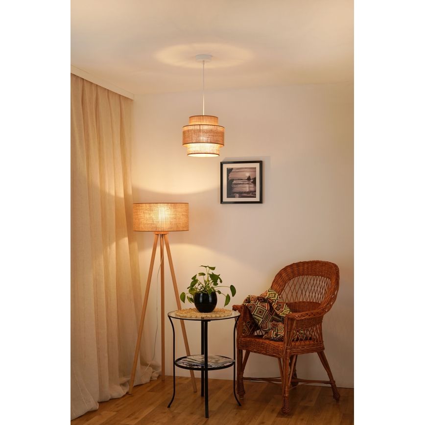 Brilagi - Κρεμαστό φωτιστικό οροφής SPACE YUTE 1xE27/15W/230V διάμετρος 25 cm μπεζ/λευκό