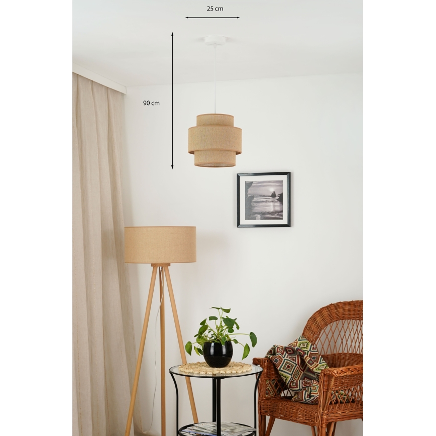 Brilagi - Κρεμαστό φωτιστικό οροφής SPACE YUTE 1xE27/15W/230V διάμετρος 25 cm μπεζ/λευκό