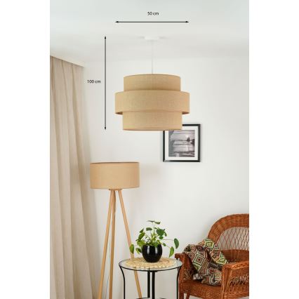 Brilagi - Κρεμαστό φωτιστικό οροφής SPACE YUTE 1xE27/15W/230V διάμετρος 50 cm μπεζ/λευκό