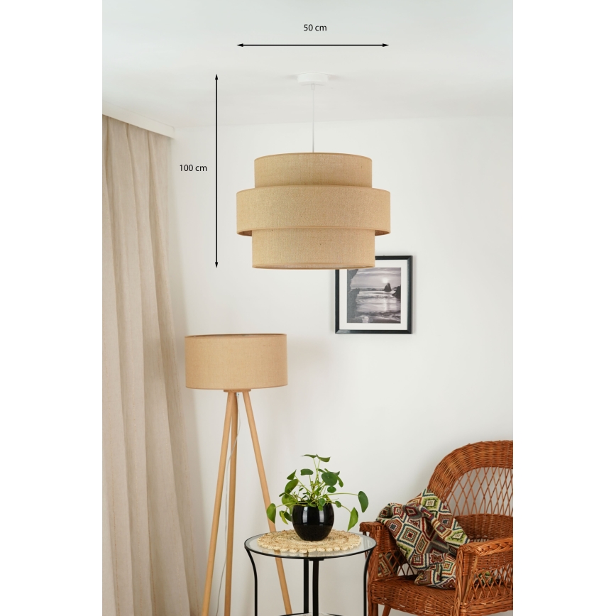 Brilagi - Κρεμαστό φωτιστικό οροφής SPACE YUTE 1xE27/15W/230V διάμετρος 50 cm μπεζ/λευκό