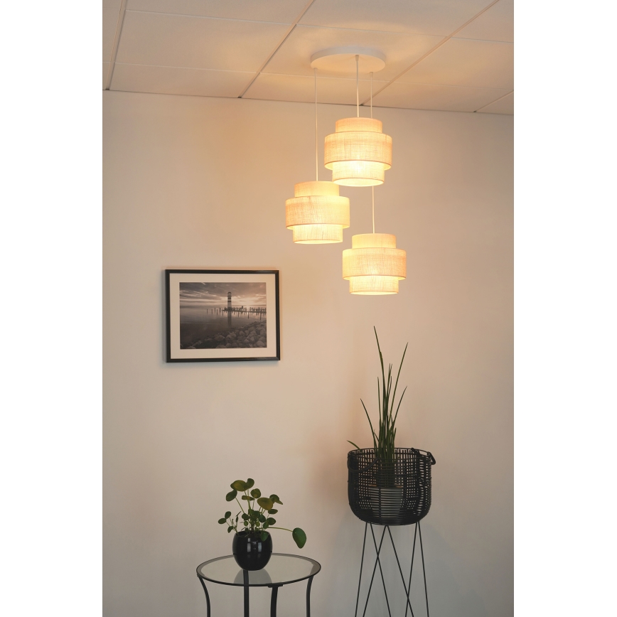 Brilagi - Κρεμαστό φωτιστικό οροφής SPACE YUTE 3xE27/15W/230V κρεμ/λευκό