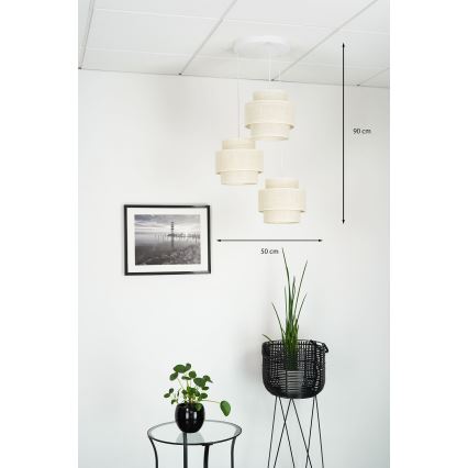 Brilagi - Κρεμαστό φωτιστικό οροφής SPACE YUTE 3xE27/15W/230V κρεμ/λευκό
