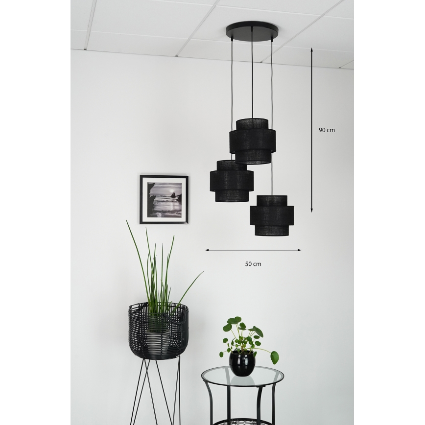 Brilagi - Κρεμαστό φωτιστικό οροφής SPACE YUTE 3xE27/15W/230V μαύρο