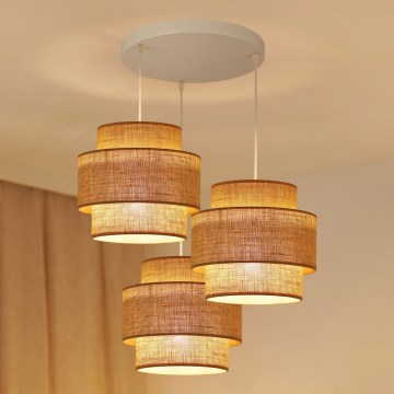 Brilagi - Κρεμαστό φωτιστικό οροφής SPACE YUTE 3xE27/15W/230V μπεζ/λευκό