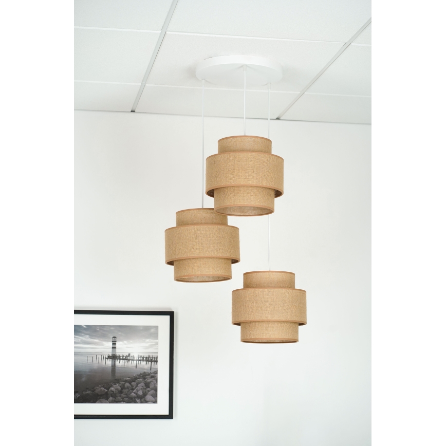 Brilagi - Κρεμαστό φωτιστικό οροφής SPACE YUTE 3xE27/15W/230V μπεζ/λευκό