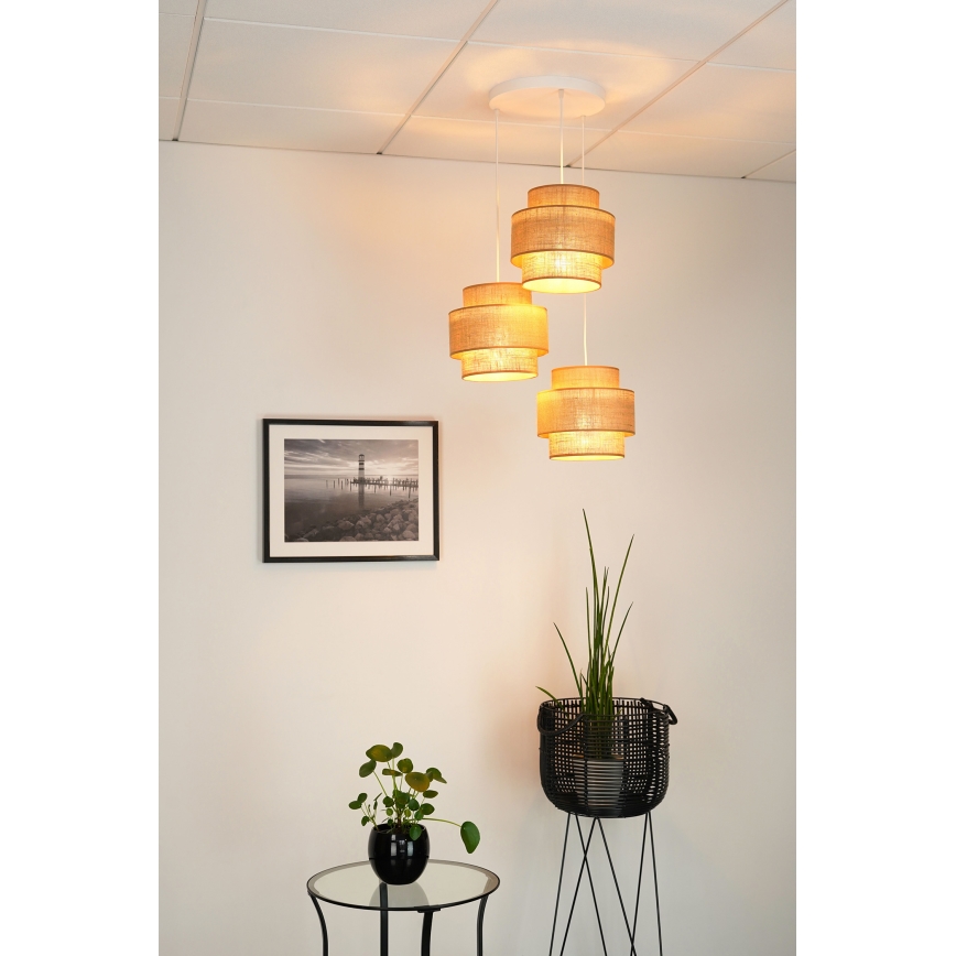 Brilagi - Κρεμαστό φωτιστικό οροφής SPACE YUTE 3xE27/15W/230V μπεζ/λευκό